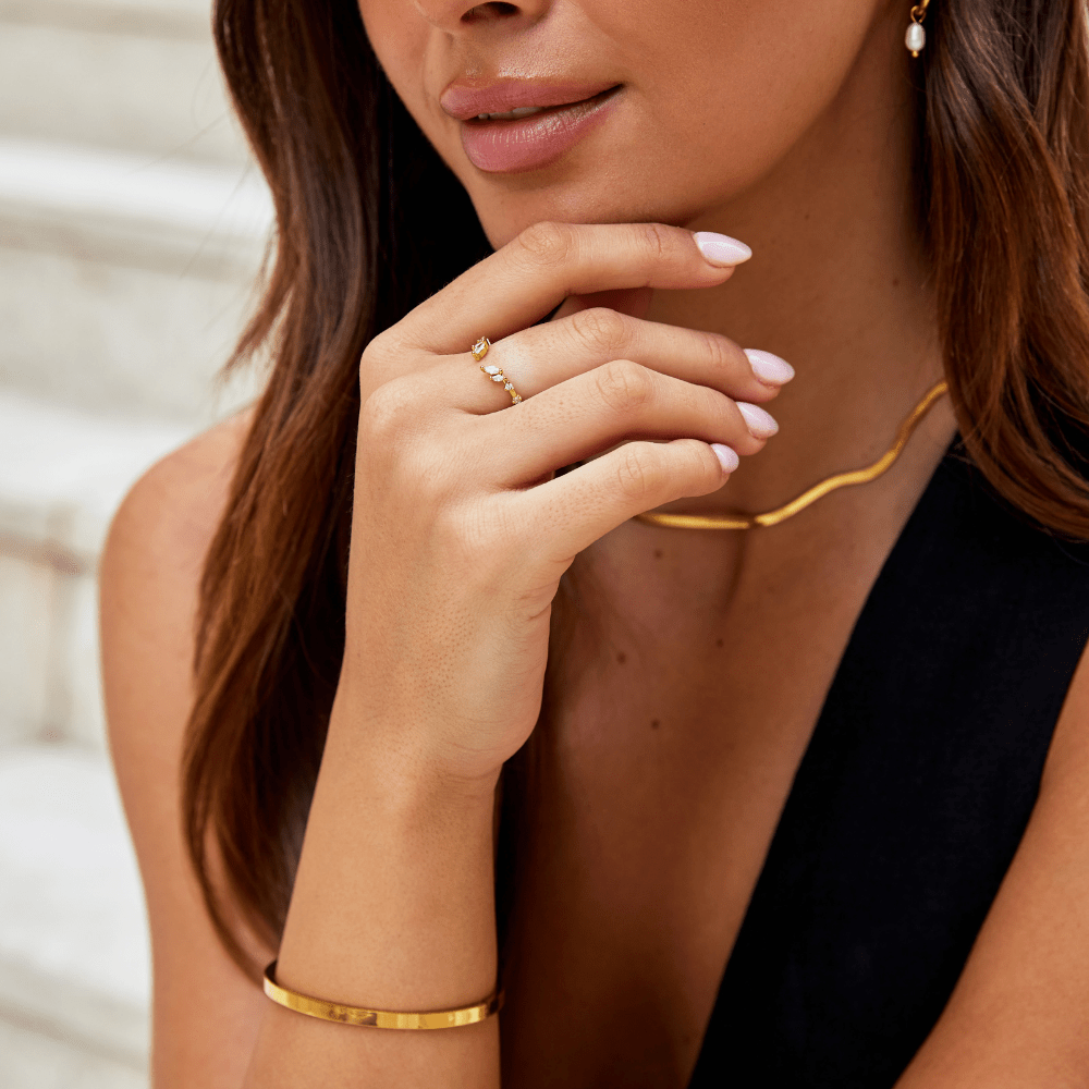 Anillo Lily Crystal Gold Vine