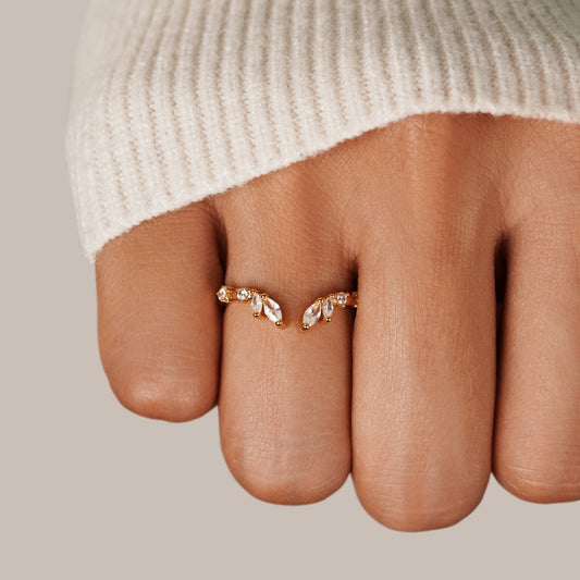 Anillo Lily Crystal Gold Vine