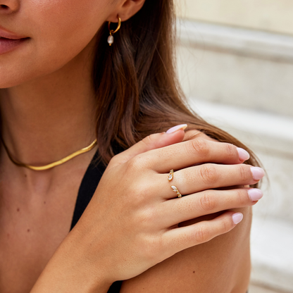 Anillo Lily Crystal Gold Vine