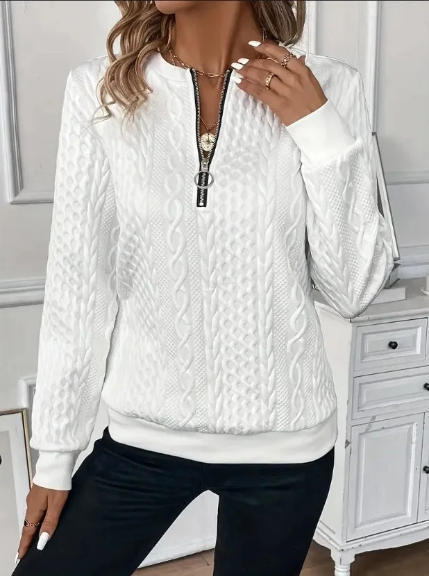 Sudadera con cremallera texturizada: elegante y cómoda