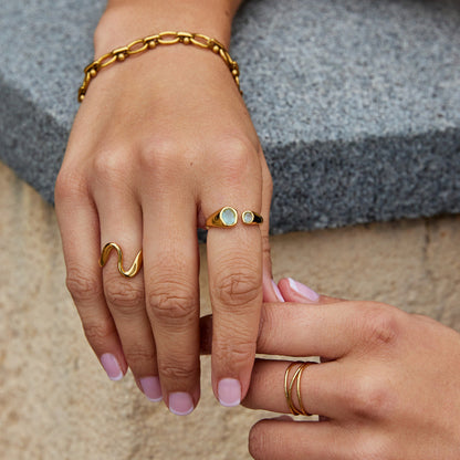 Anillo envolvente vintage con aguamarina