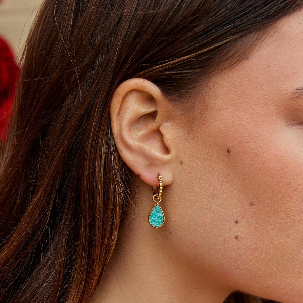 Aretes de aro Astoria Green Stone