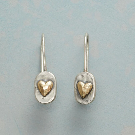 Pendientes de corazón en plata y oro