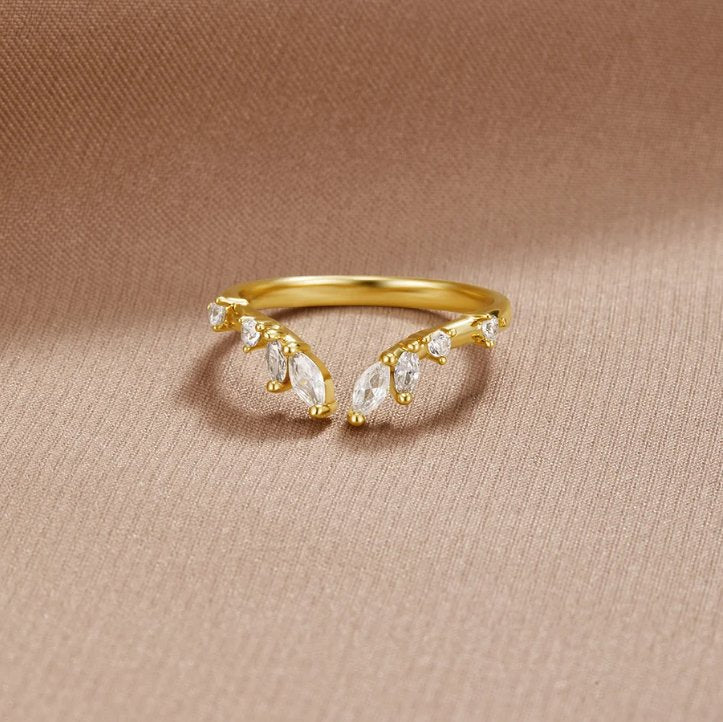 Anillo Lily Crystal Gold Vine
