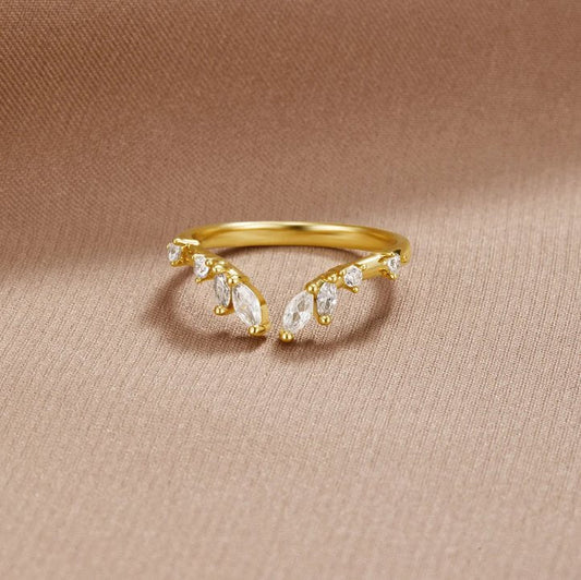 Anillo Lily Crystal Gold Vine