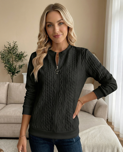 Sudadera con cremallera texturizada: elegante y cómoda